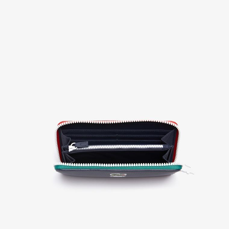 Lacoste Roland Garros Contrast Interior Zippered Wallet Mørkeblå Grøn | Vdfm0dRX