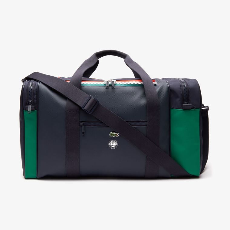 Lacoste Roland Garros Two-Tone Nylon Zippered Sports Bag Mørkeblå Grøn | MLuDBr27