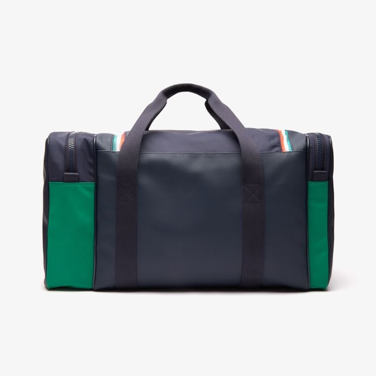 Lacoste Roland Garros Two-Tone Nylon Zippered Sports Bag Mørkeblå Grøn | MLuDBr27