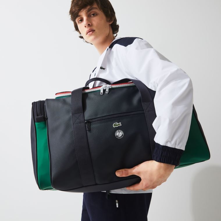 Lacoste Roland Garros Two-Tone Nylon Zippered Sports Bag Mørkeblå Grøn | MLuDBr27