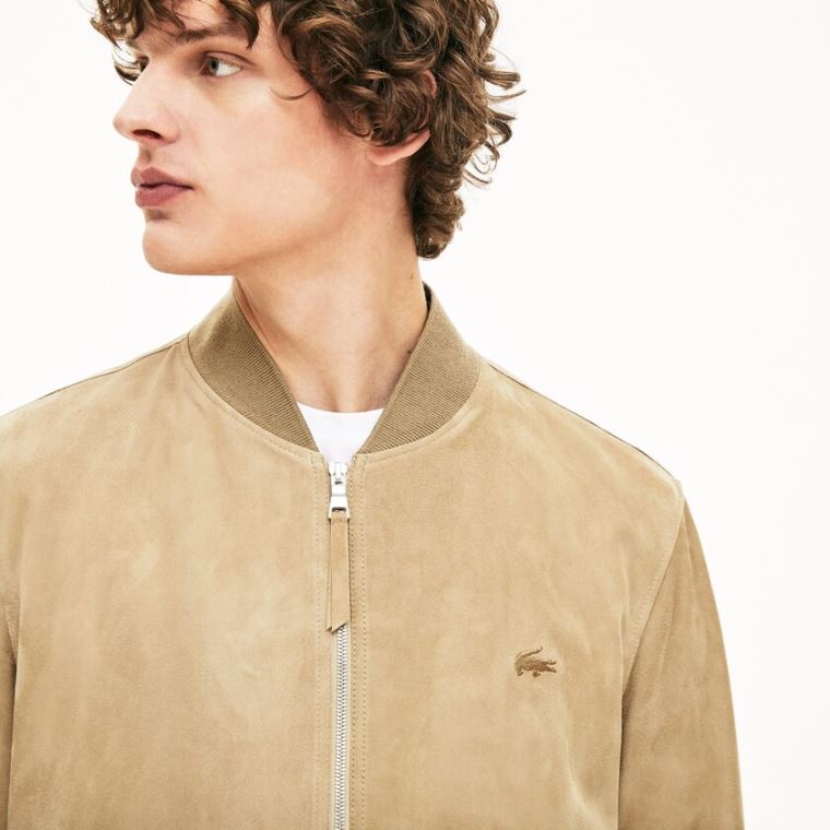 Lacoste Ruskind Zip-Up Bomber Beige | Ed9LO4ev