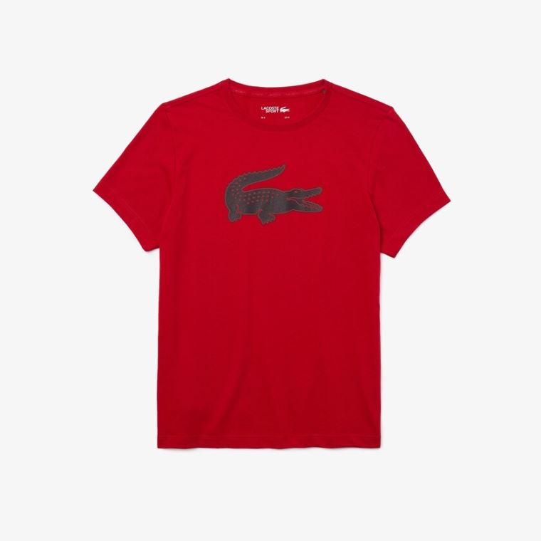 Lacoste SPORT 3D Print Crocodile Åndbar Jersey T-shirt Rød Mørkeblå Blå | OGCMmDia