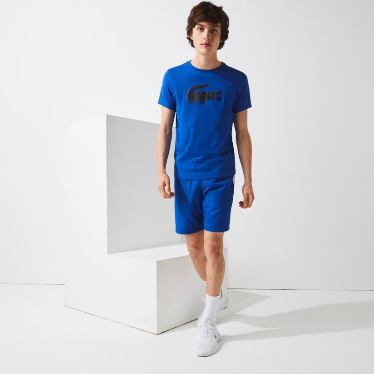 Lacoste SPORT 3D Print Crocodile Åndbar Jersey T-shirt Blå Sort | ouHoHjOJ