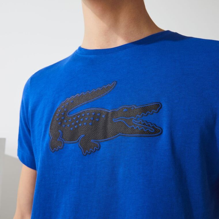 Lacoste SPORT 3D Print Crocodile Åndbar Jersey T-shirt Blå Sort | ouHoHjOJ