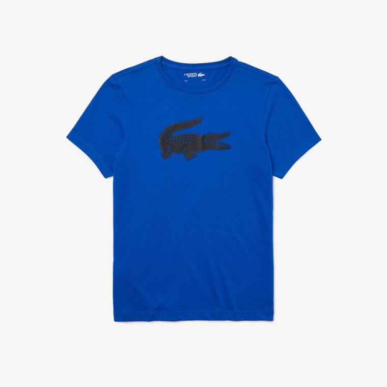 Lacoste SPORT 3D Print Crocodile Åndbar Jersey T-shirt Blå Sort | ouHoHjOJ