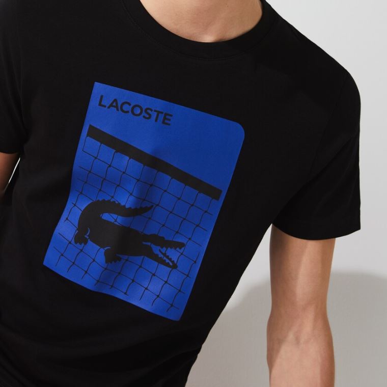 Lacoste SPORT 3D Print Åndbar T-shirt Sort | Pyksd6c1