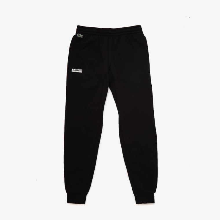 Lacoste SPORT Badge Fleece Jogging Pants Sort Grå | hlRm1zNG