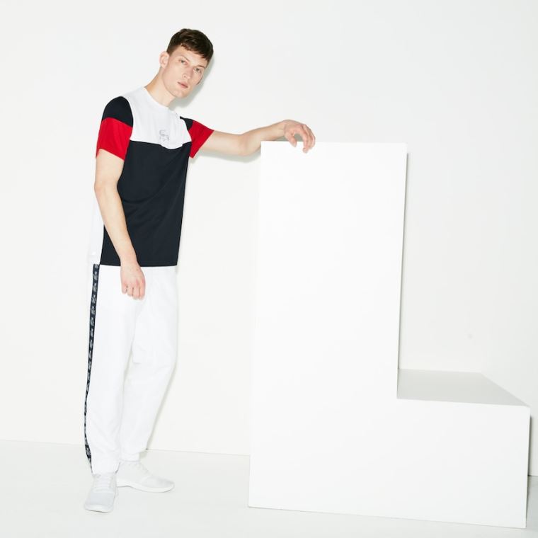 Lacoste SPORT Band Tennis Sweatpants Hvide Mørkeblå Blå | YOXU9VWA