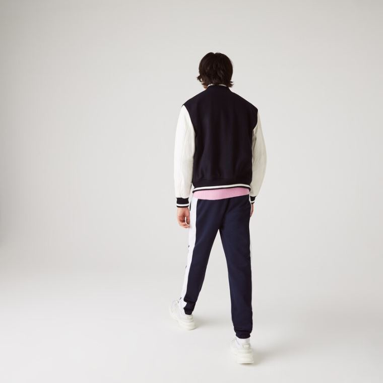 Lacoste SPORT Bicolour Fleece Jogging Pants Mørkeblå Blå Hvide | 7kQjjY1P