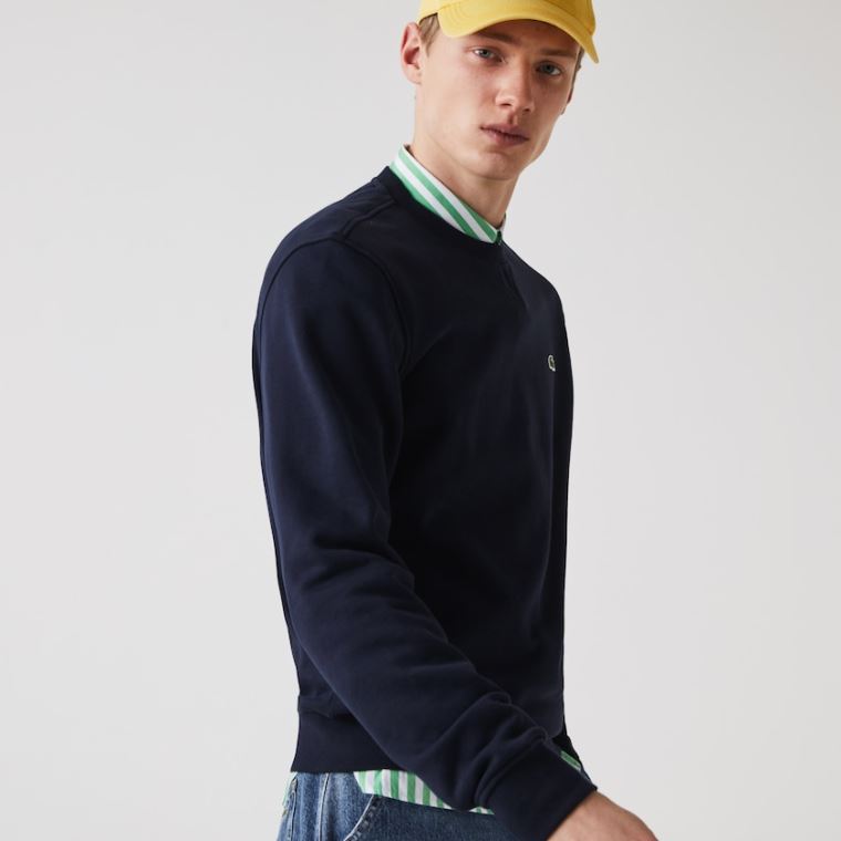 Lacoste SPORT Bomulds Blend Fleece Sweatshirt Mørkeblå Blå | 0zDFWd41