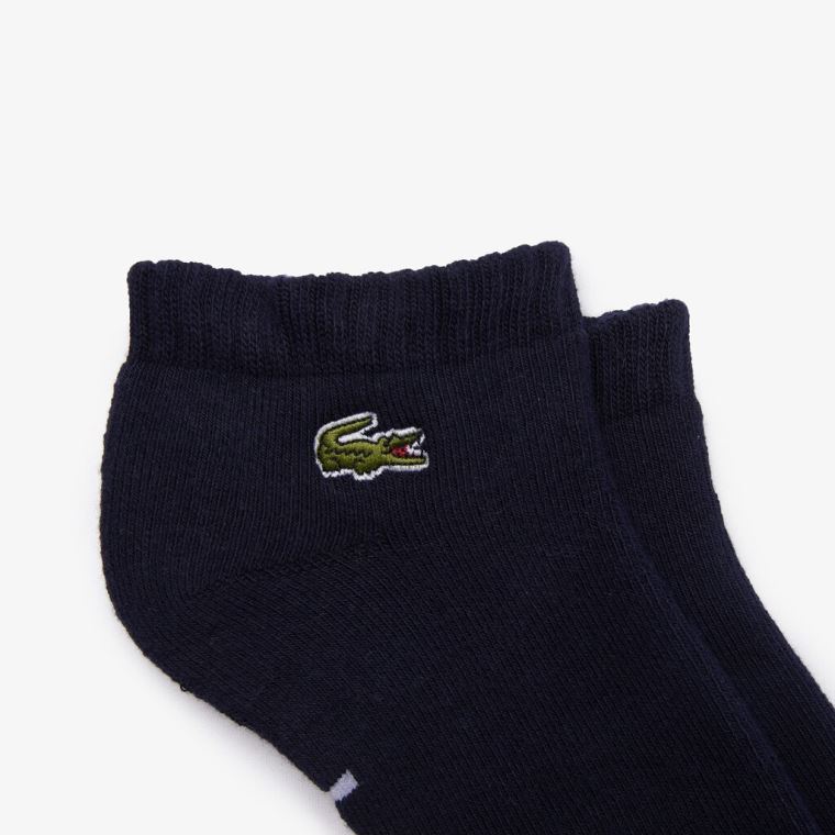 Lacoste SPORT Branded Low-Cut Bomulds Socks Mørkeblå Blå Hvide | X5iwicRY