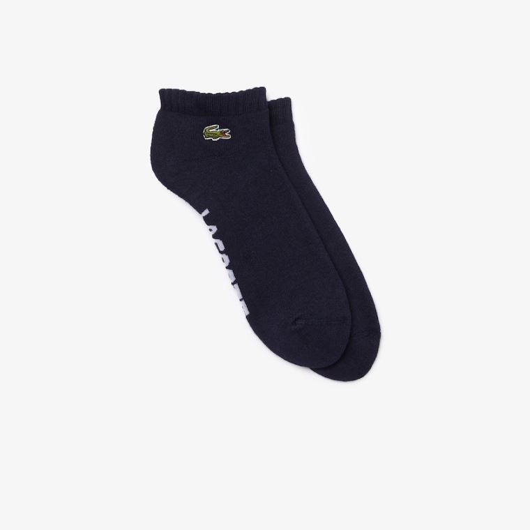 Lacoste SPORT Branded Low-Cut Bomulds Socks Mørkeblå Blå Hvide | X5iwicRY