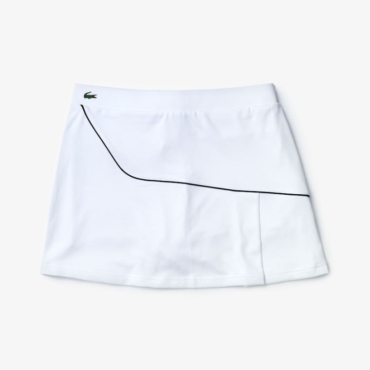 Lacoste SPORT Built-in Shorty Åndbar Stretch Golf Skirt Hvide Mørkeblå Blå | N7fHVCqp