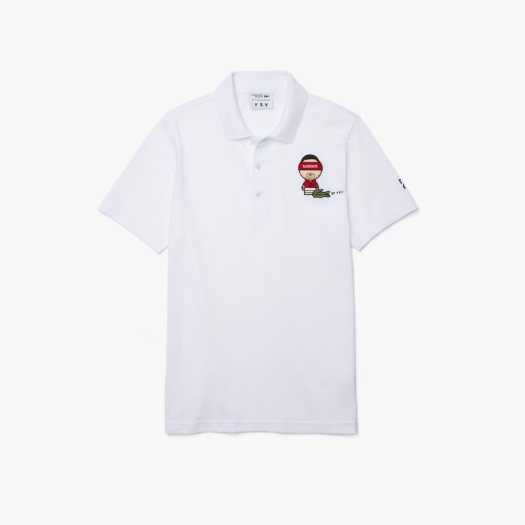 Lacoste SPORT Collab Youssef SY Bomulds Piqué Polo Shirt Hvide Mørkeblå Blå | q2adcXr2