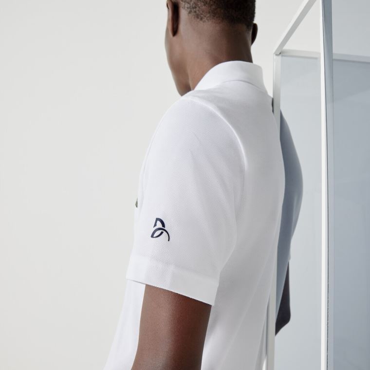 Lacoste SPORT Collab Youssef SY Bomulds Piqué Polo Shirt Hvide Mørkeblå Blå | q2adcXr2