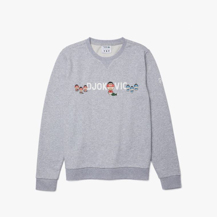 Lacoste SPORT Collab Youssef SY In Fleece Sweatshirt Grå Hvide | 2JuympkK