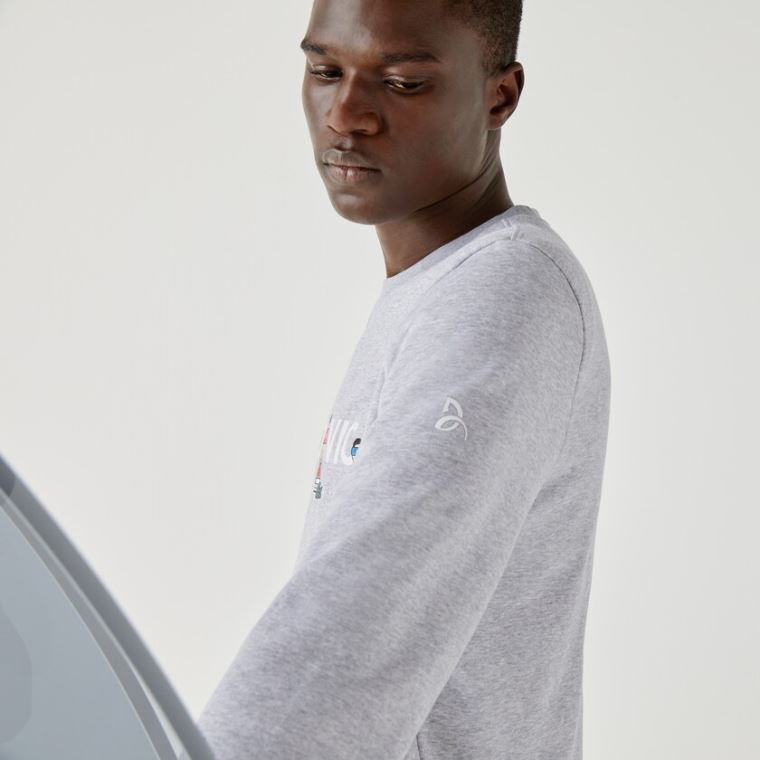 Lacoste SPORT Collab Youssef SY In Fleece Sweatshirt Grå Hvide | 2JuympkK