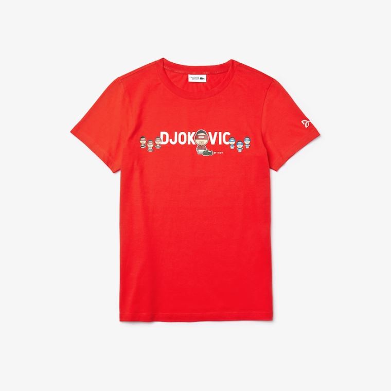 Lacoste SPORT Collab Youssef Sy Print T-shirt Rød Hvide | Q3yzP6s3