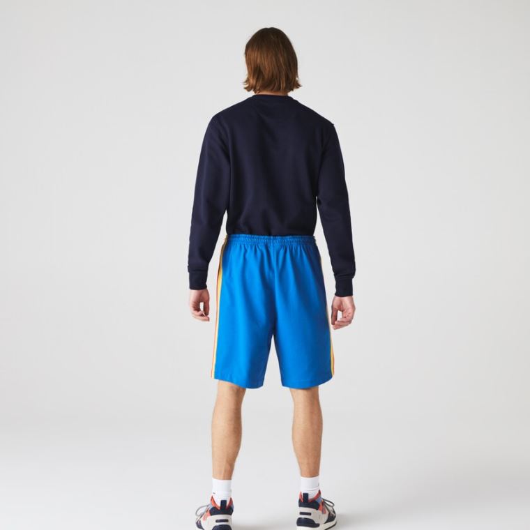 Lacoste SPORT Contrast Band Fleece Shorts Blå Gul Rød Mørkeblå Blå Hvide | 4DWGdYiQ