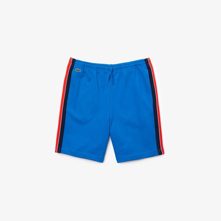 Lacoste SPORT Contrast Band Fleece Shorts Blå Gul Rød Mørkeblå Blå Hvide | 4DWGdYiQ