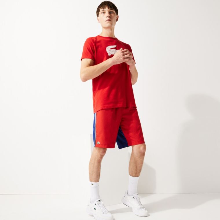 Lacoste SPORT Contrast Band Two-Tone Lette Shorts Rød Blå | 5SB1HGAB