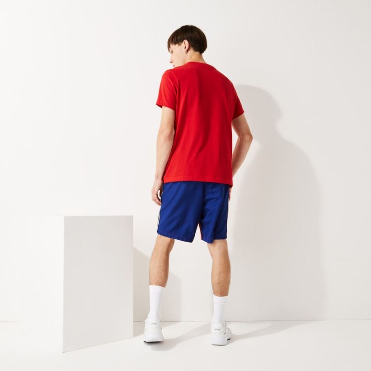 Lacoste SPORT Contrast Band Two-Tone Lette Shorts Rød Blå | 5SB1HGAB