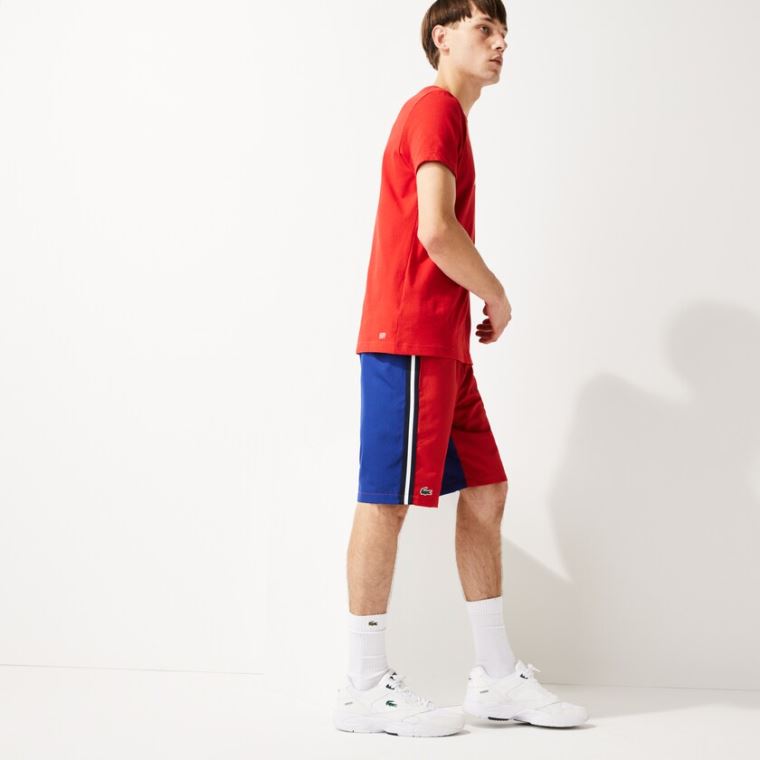 Lacoste SPORT Contrast Band Two-Tone Lette Shorts Rød Blå | 5SB1HGAB