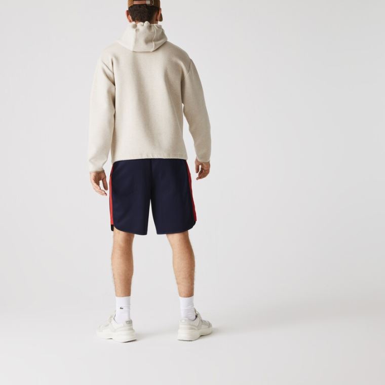 Lacoste SPORT Contrast Bands Bomulds Blend Shorts Mørkeblå Blå Rød | 0sEFwZEs