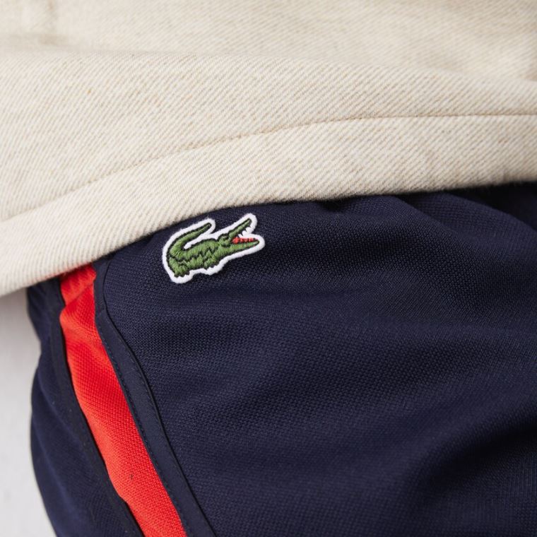 Lacoste SPORT Contrast Bands Bomulds Blend Shorts Mørkeblå Blå Rød | 0sEFwZEs