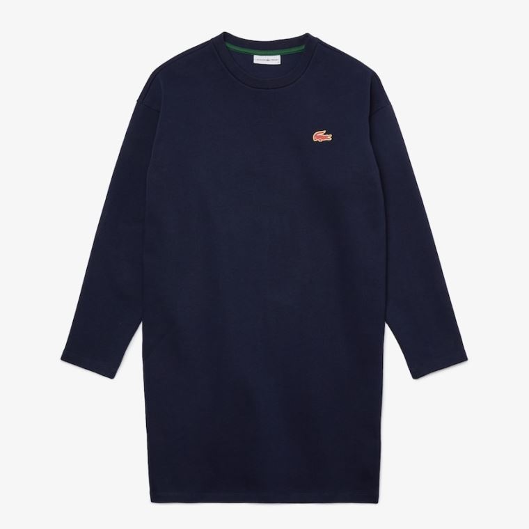 Lacoste SPORT Crew Neck Bomulds Sweatshirt Kjole Mørkeblå Blå | CRkCSi7D