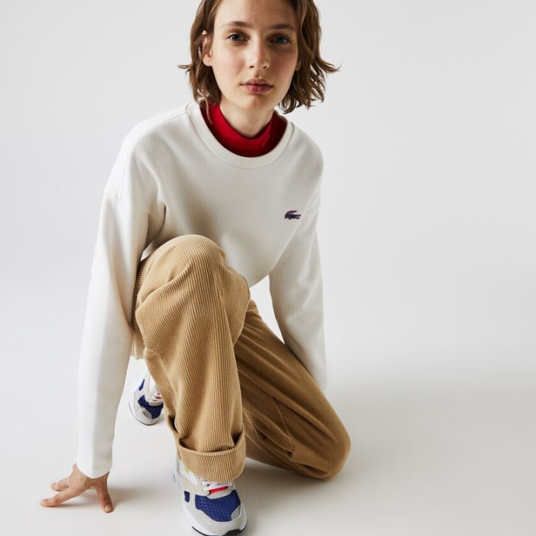 Lacoste SPORT Crew Neck Bomulds Sweatshirt Hvide | pmvl4vvb