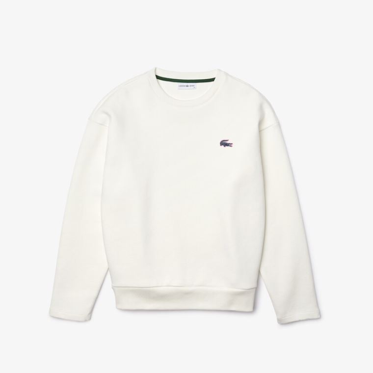 Lacoste SPORT Crew Neck Bomulds Sweatshirt Hvide | pmvl4vvb