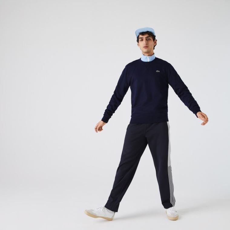 Lacoste SPORT Crew Neck Fleece Sweatshirt Mørkeblå Blå | 7piETtW3