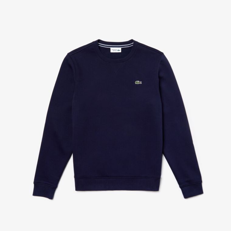 Lacoste SPORT Crew Neck Fleece Sweatshirt Mørkeblå Blå | 7piETtW3