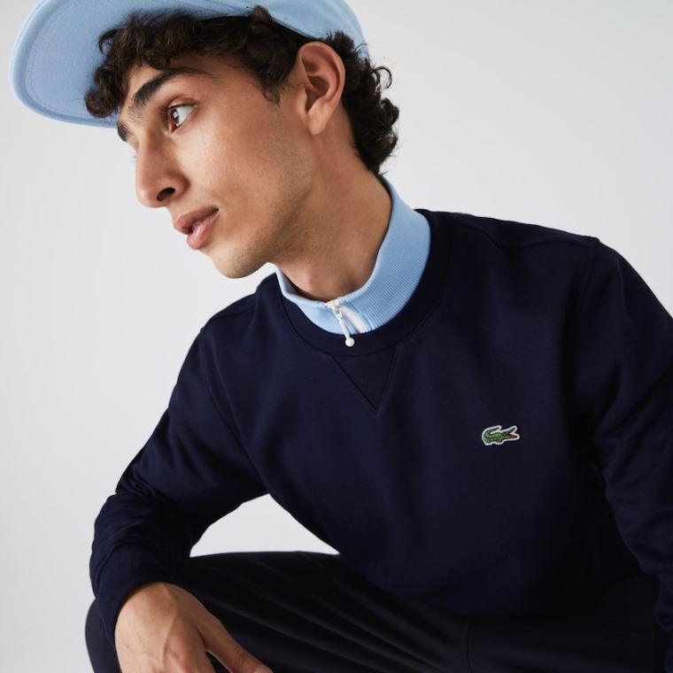 Lacoste SPORT Crew Neck Fleece Sweatshirt Mørkeblå Blå | 7piETtW3