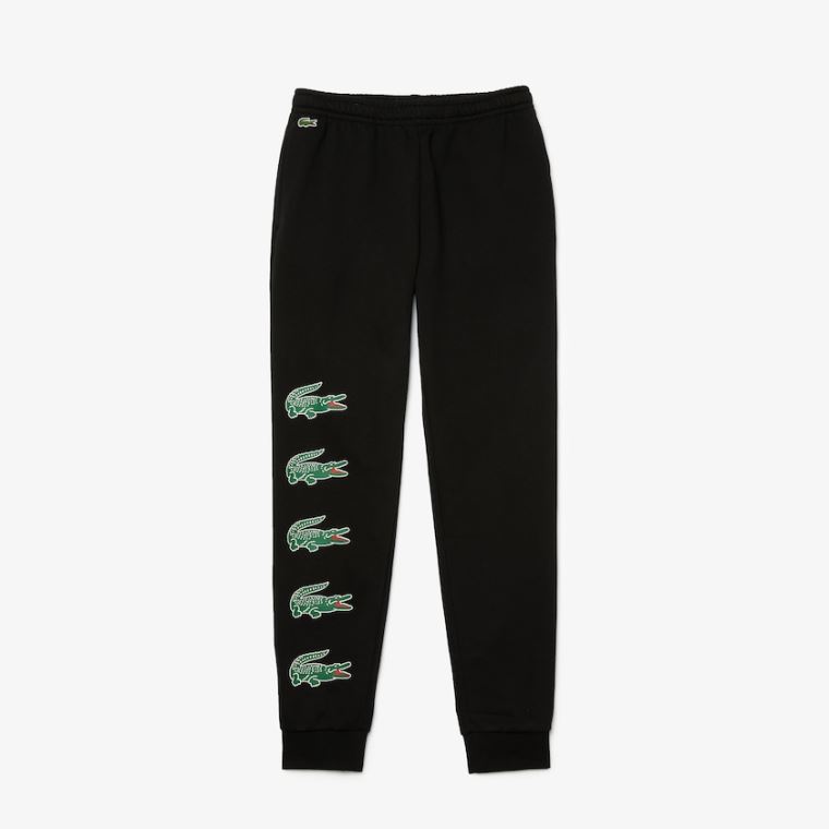 Lacoste SPORT Crocodile Print Fleece Jogging Pants Sort | yAhmyB04