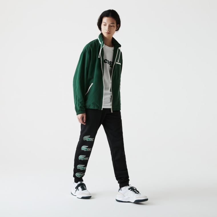 Lacoste SPORT Crocodile Print Fleece Jogging Pants Sort | yAhmyB04