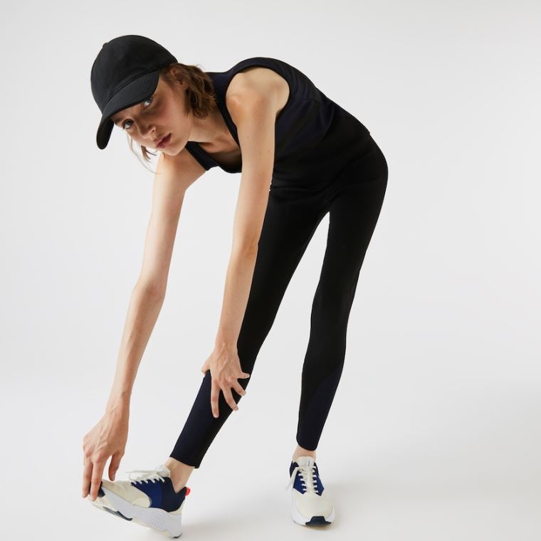 Lacoste SPORT Ergonomic Knit Leggings Sort Mørkeblå Blå | ZZ3krigN