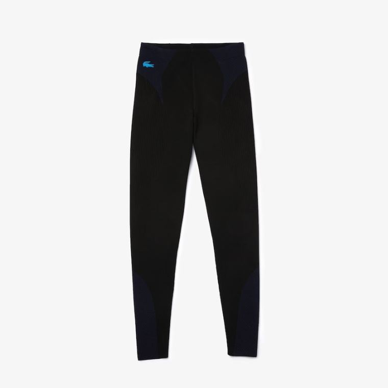 Lacoste SPORT Ergonomic Knit Leggings Sort Mørkeblå Blå | ZZ3krigN