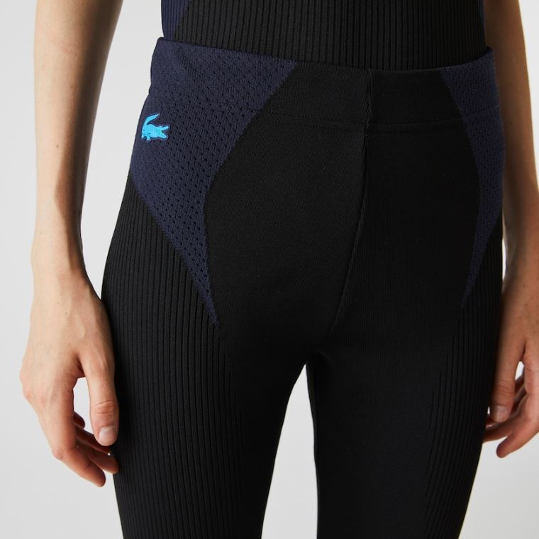 Lacoste SPORT Ergonomic Knit Leggings Sort Mørkeblå Blå | ZZ3krigN