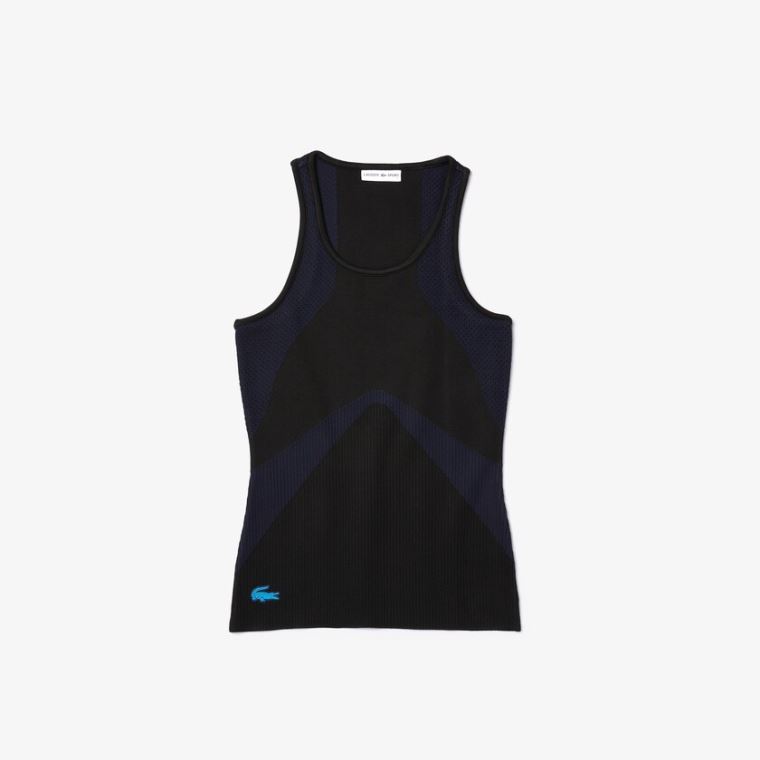 Lacoste SPORT Ergonomic Knit Tank Top Sort Mørkeblå Blå | S4Nen7rO