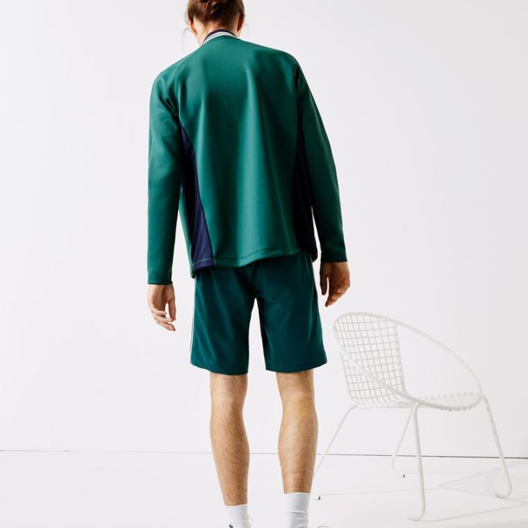 Lacoste SPORT Ergonomic Stretch Zip Golf Sweatshirt Grøn Mørkeblå Blå Hvide | lT7EZrHc