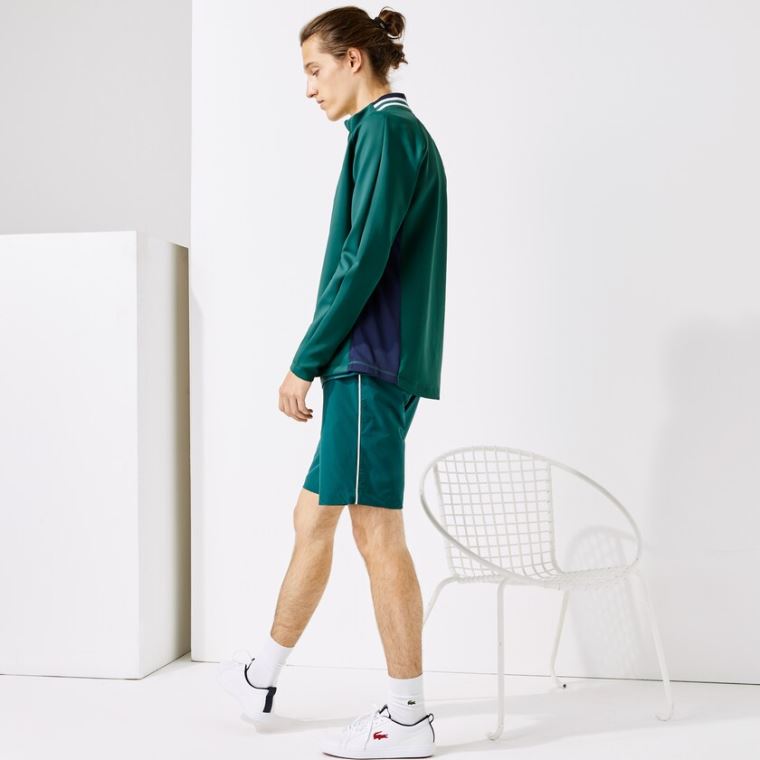 Lacoste SPORT Ergonomic Stretch Zip Golf Sweatshirt Grøn Mørkeblå Blå Hvide | lT7EZrHc