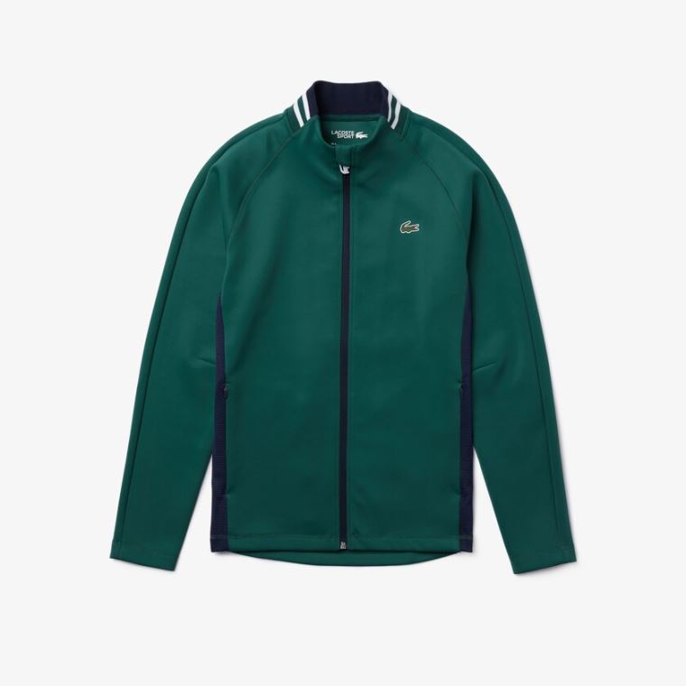 Lacoste SPORT Ergonomic Stretch Zip Golf Sweatshirt Grøn Mørkeblå Blå Hvide | lT7EZrHc