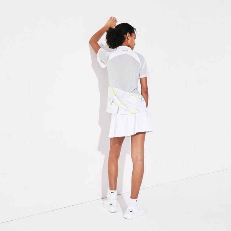 Lacoste SPORT Geometric Print Åndbar Tennis Polo Hvide Gul Sort | dBMQNdpO