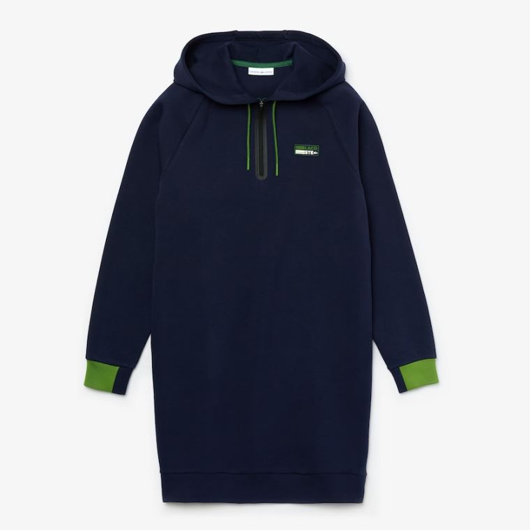 Lacoste SPORT Hætte Bomulds Blend Sweatshirt Kjole Mørkeblå Blå Grøn Sort | ayWiBhT9