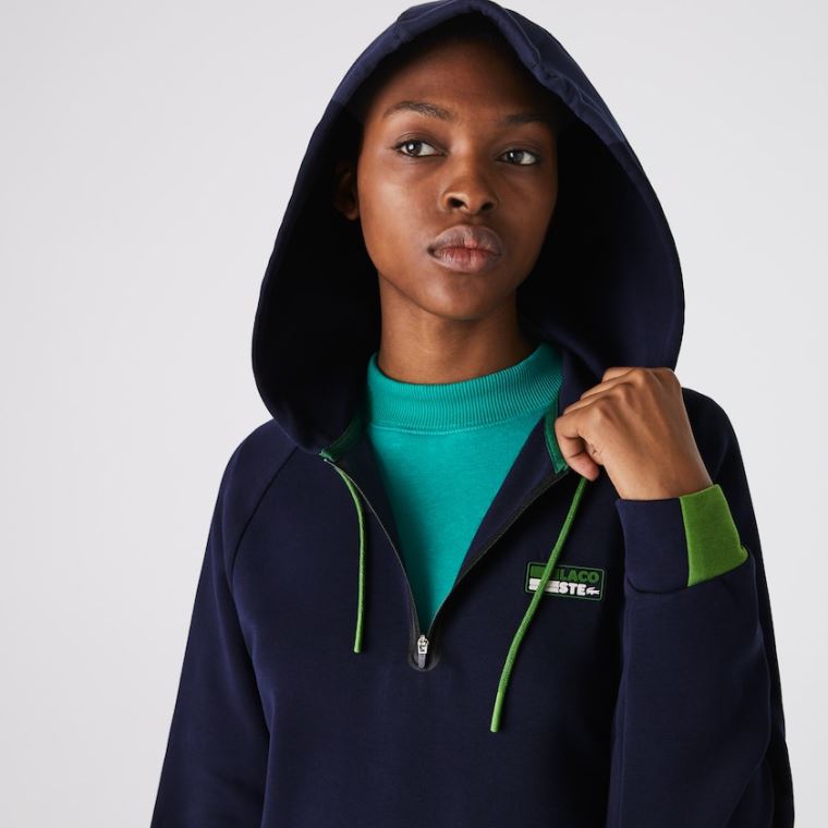 Lacoste SPORT Hætte Bomulds Blend Sweatshirt Kjole Mørkeblå Blå Grøn Sort | ayWiBhT9