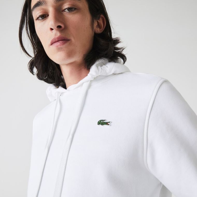 Lacoste SPORT Hætte Fleece Sweatshirt Hvide | L5cHwg92