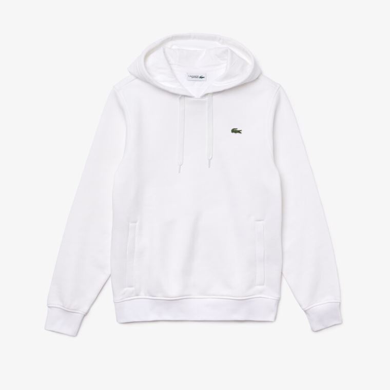 Lacoste SPORT Hætte Fleece Sweatshirt Hvide | L5cHwg92