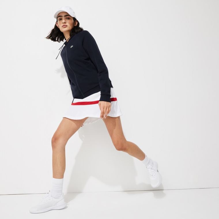 Lacoste SPORT Hætte Fleece Zip Tennis Sweatshirt Mørkeblå Blå | 4qoYBiK6